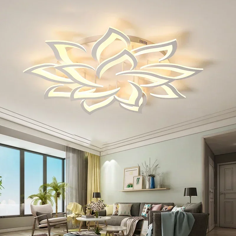 Interior Design Luxury Living Room - Designer LED Petal Chandelier Living Room