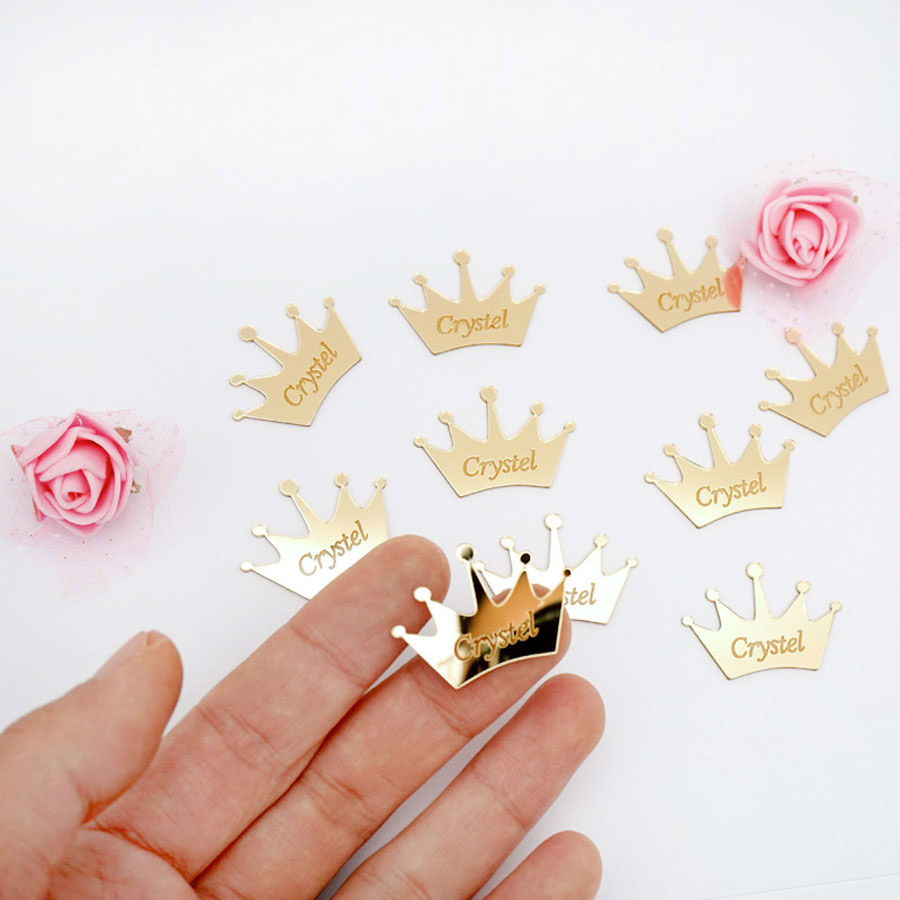 Interior Design Names - 50pcs Personalized Mirror Crown Wedding Tags