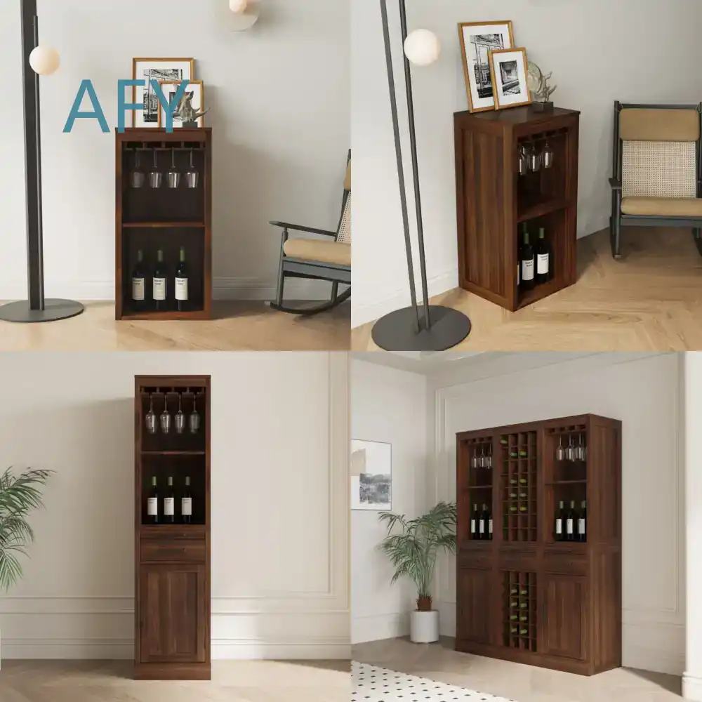 Muji Home Storage - Brown Walnut Color Modular Wine Rack