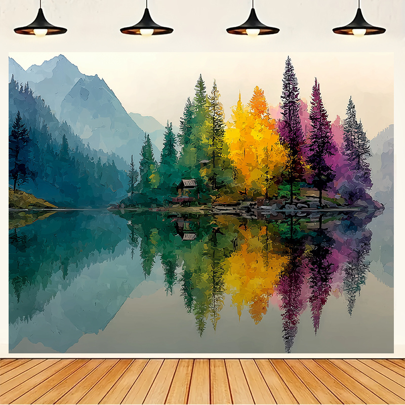 Colorful Forest Lake Wall Mura - огляд і ціна Interior Design With Wallpaper