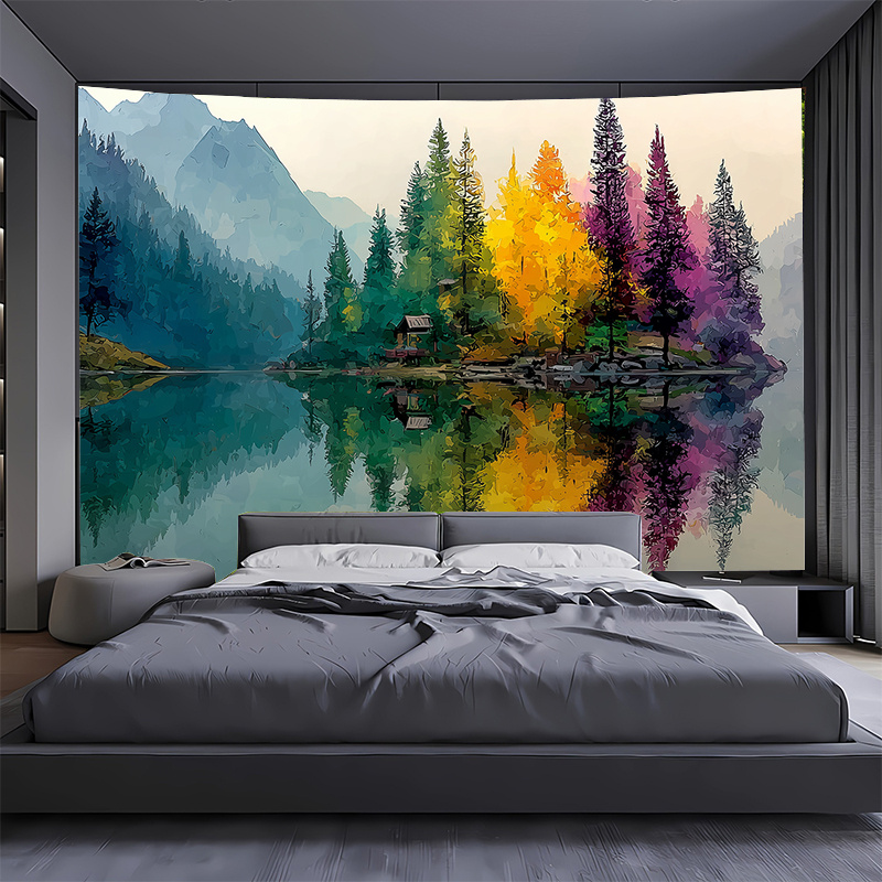 Colorful Forest Lake Wall Mura - огляд і ціна Interior Design With Wallpaper