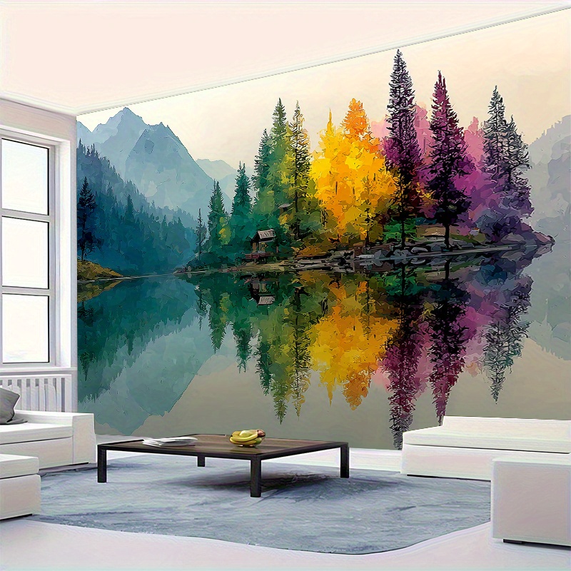 Colorful Forest Lake Wall Mura - огляд і ціна Interior Design With Wallpaper
