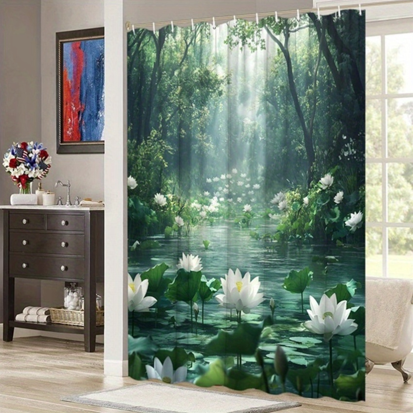 Lotus Forest Shower Curtain Po - огляд і ціна Interior Design Zen