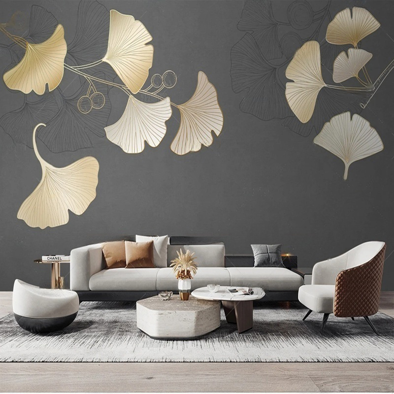 Custom Nordic Style Leaf Print - огляд і ціна Interior Design With Wallpaper