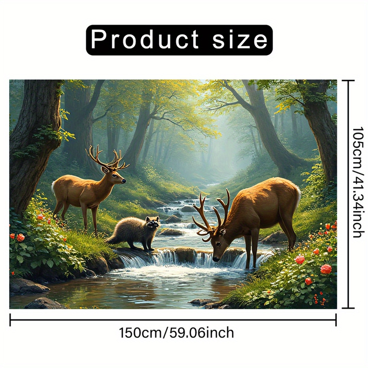Deer Forest Stream Wall Mural  - огляд і ціна Interior Design With Wallpaper