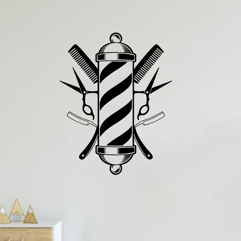 Barber Shop Wall Sticker Vinyl - огляд і ціна Interior Design With Wallpaper