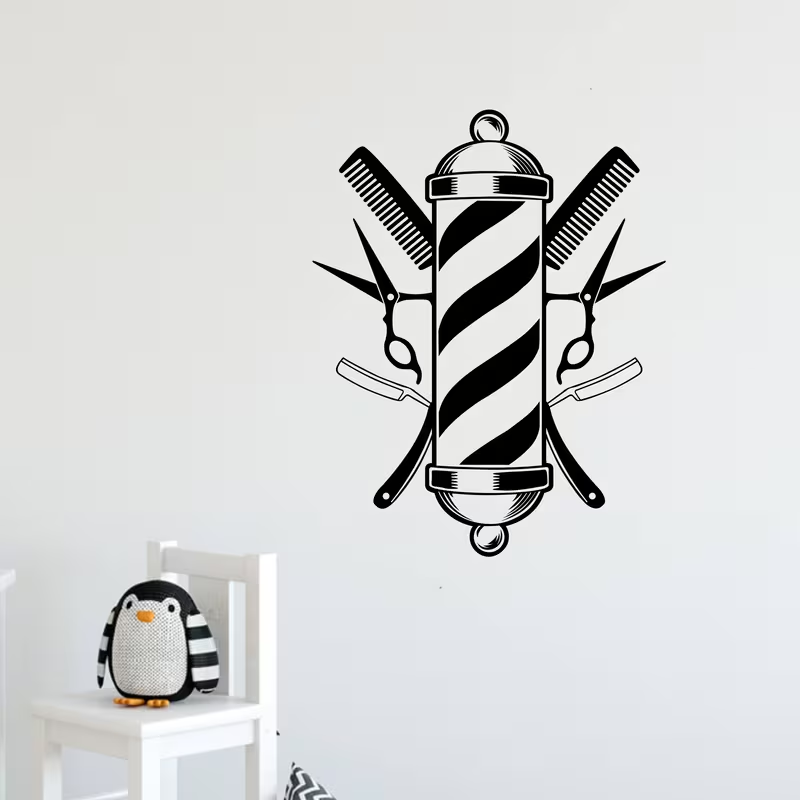 Barber Shop Wall Sticker Vinyl - огляд і ціна Interior Design With Wallpaper